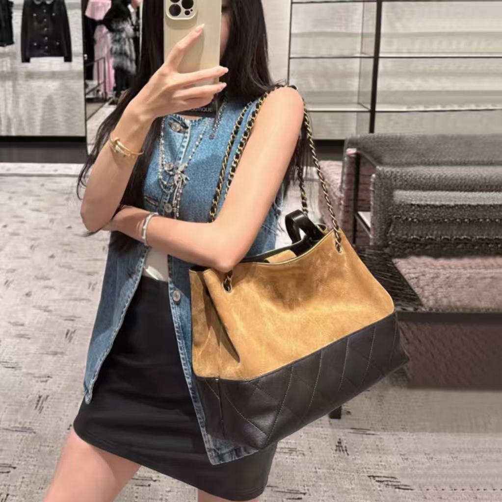 25a大号拼接麂皮斜挎包