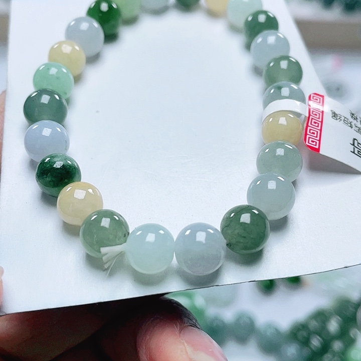 翡翠未镶嵌手链天然翡翠手链7.6mm左右