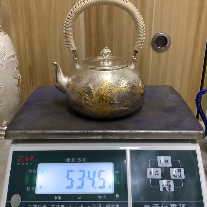 足银999兰花图烧水壶600容量