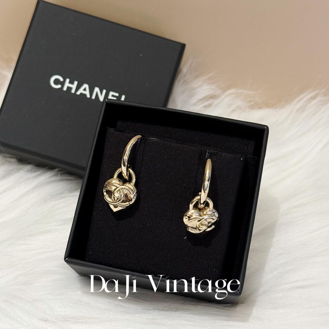 大吉中古/Chanel香奈儿爱心双c吊坠耳钉