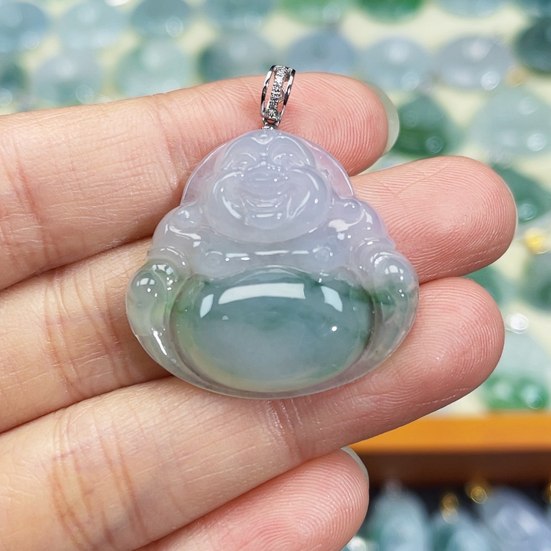 翡翠颈饰18K金镶嵌吊坠