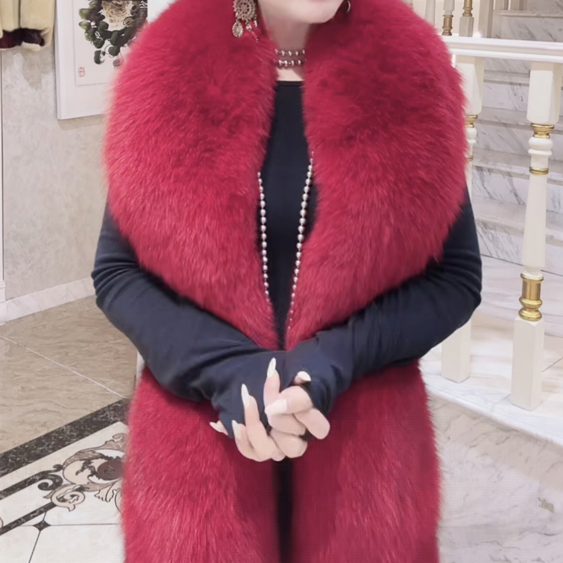 设计师原创狐狸毛披肩