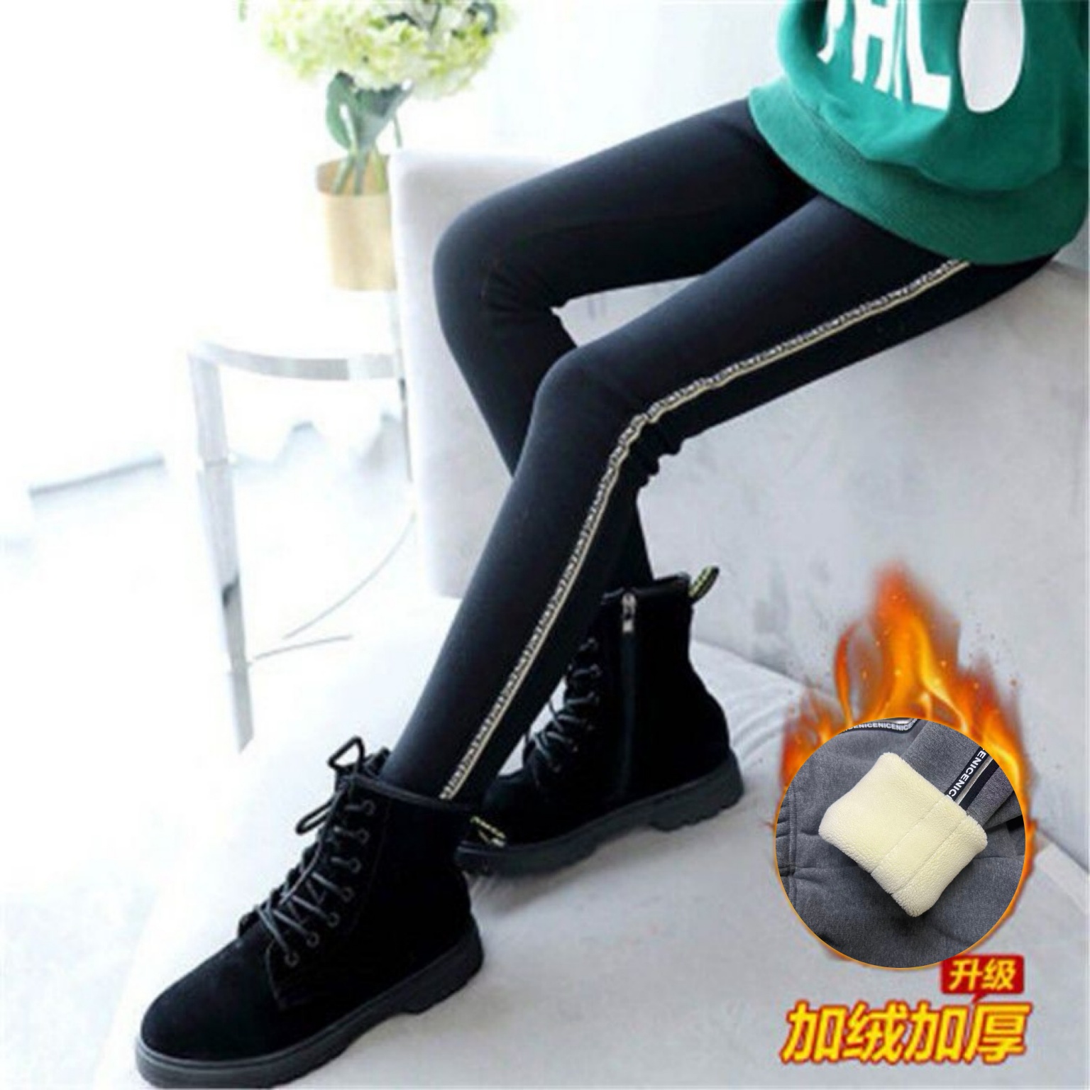 女童打底裤秋冬季新款儿童加绒加厚修身瘦腿中大童女孩长裤子显瘦