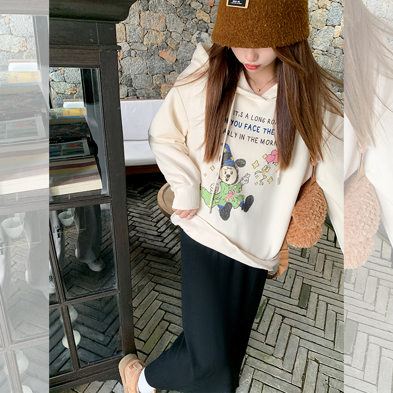 【清清】曾小咸 休闲百搭印花连帽卫衣女Z244TZ3339