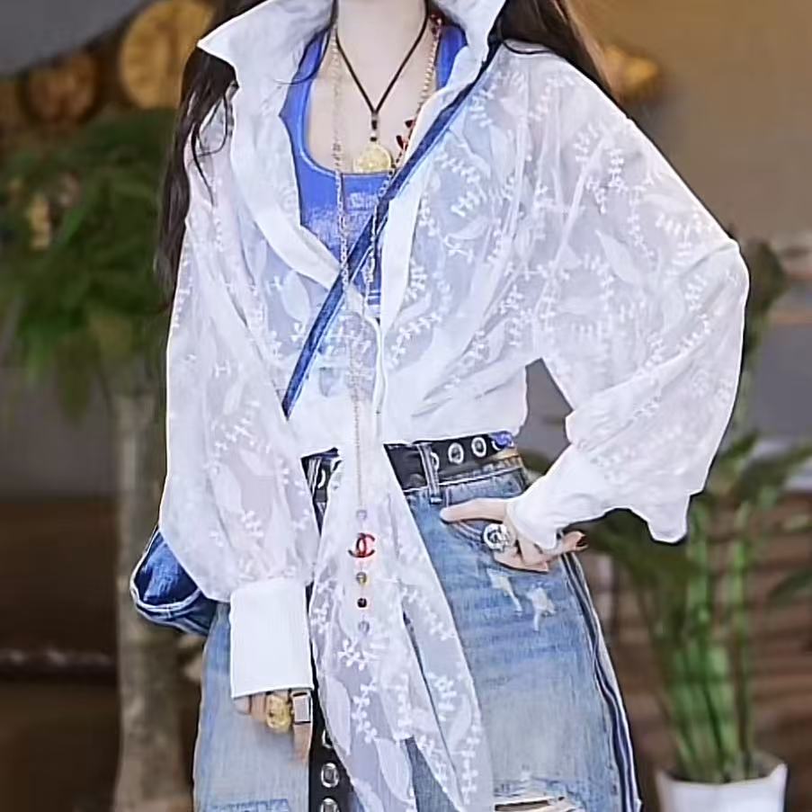 下摆不等式印花蕾蕾上衣