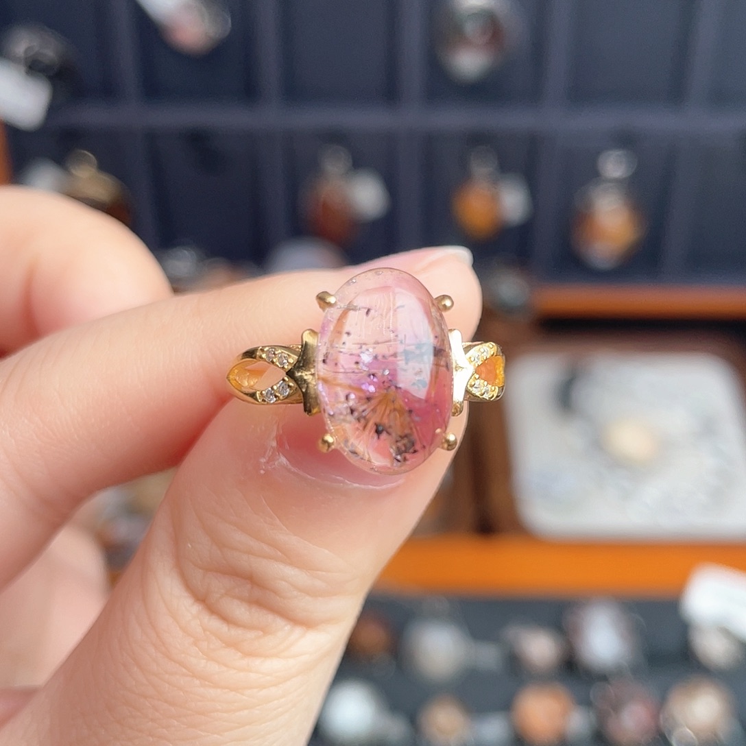 水晶戒指银S925镶嵌111111