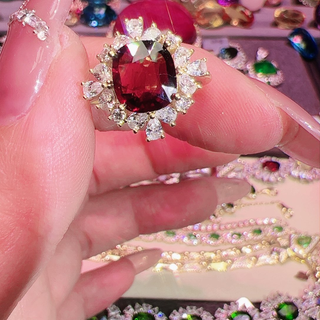 碧玺碧玺戒指银S925镶嵌