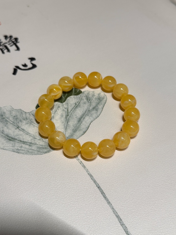 满蜜鸡油黄卡11+毫米单圈手串