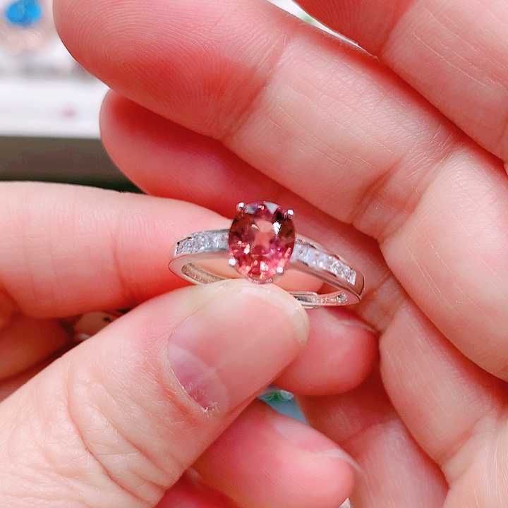 碧玺戒指银S925镶嵌戒指