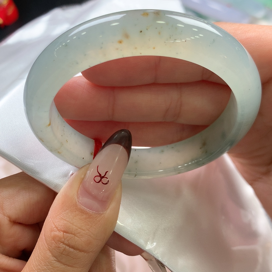 双***羽翡翠未镶嵌手镯6号特色冰胶起光