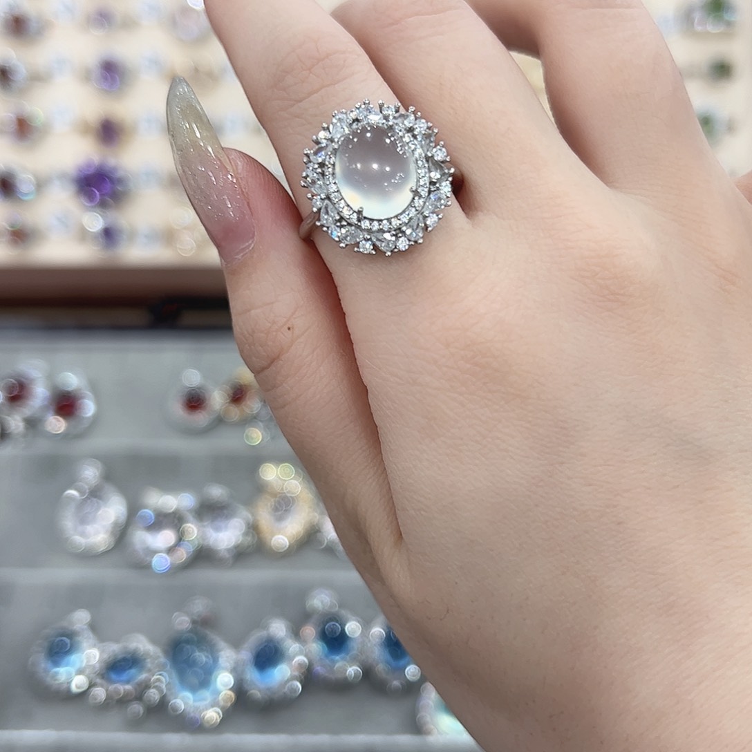 蛇纹石玉戒指项链吊坠银S925镶嵌小**.