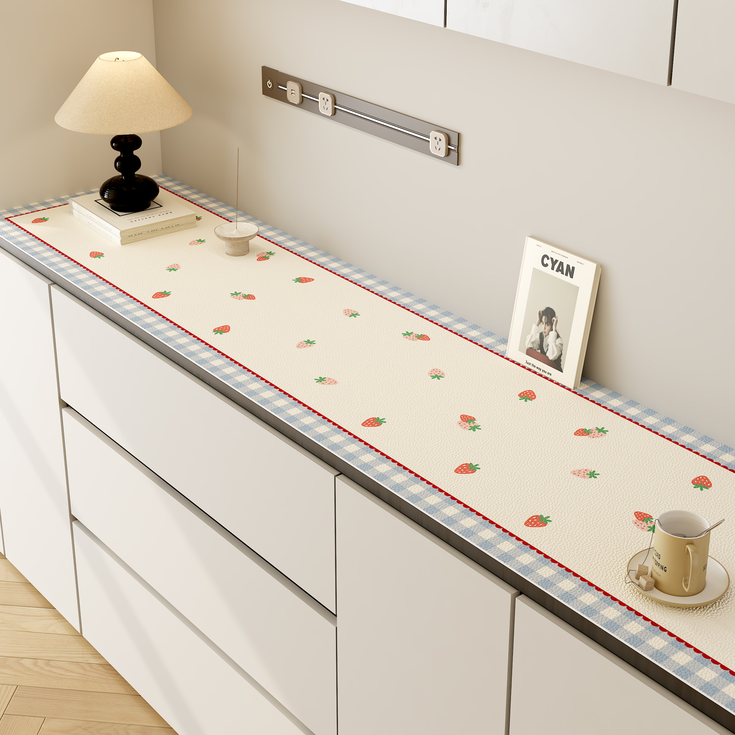 餐边柜台面保护垫奶油风电视柜桌垫可裁剪长方形桌布玄关桌面垫子