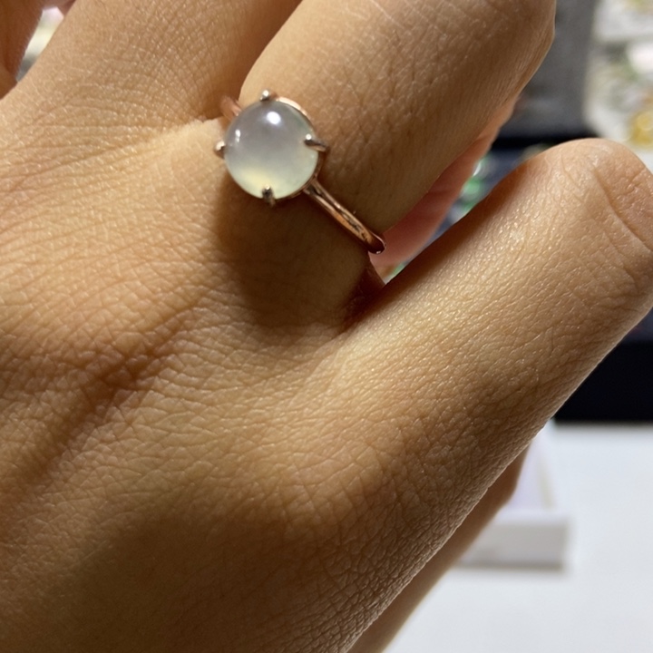 翡翠戒指银S925镶嵌戒指 