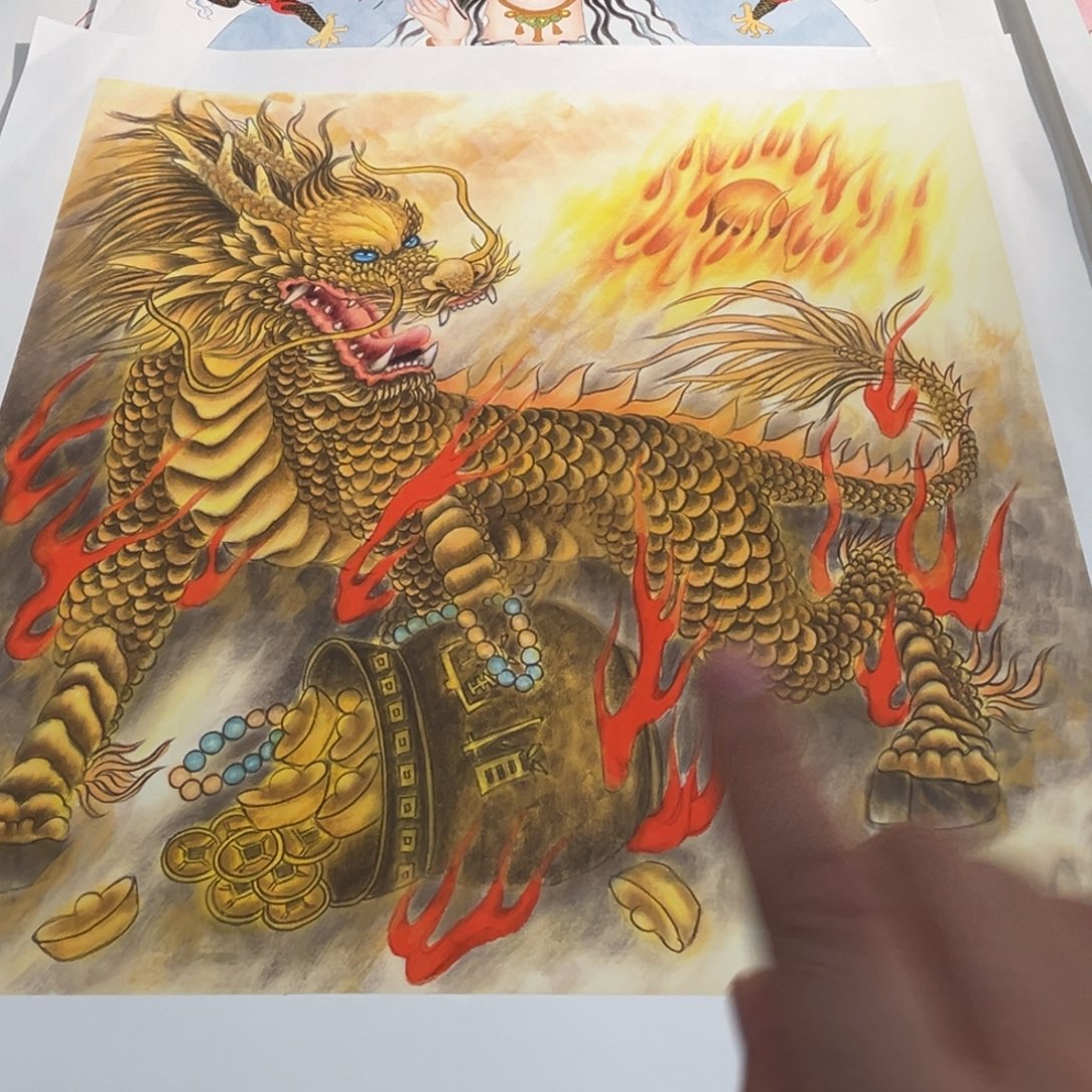 国画李老师斗方麒麟