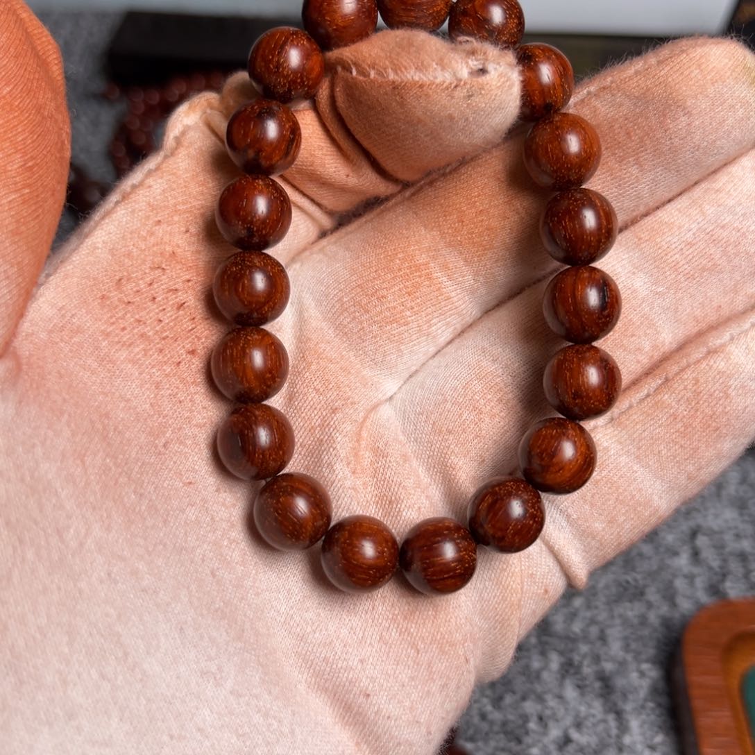 小叶紫檀手串/手链1.0圆珠火焰纹 高油高密原汁原味