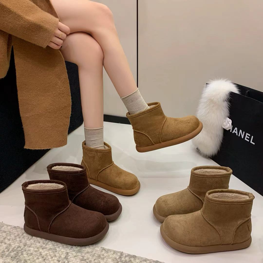 时尚雪地靴雪地棉冬季女士英伦风短筒雪地靴保暖加绒百搭加厚棉鞋