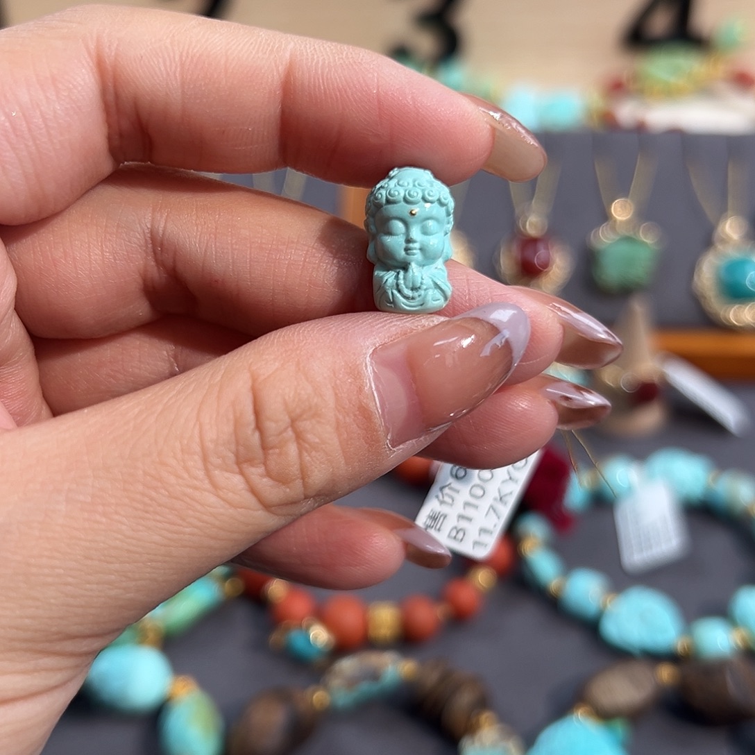 绿松石未镶嵌把件宝宝佛配饰