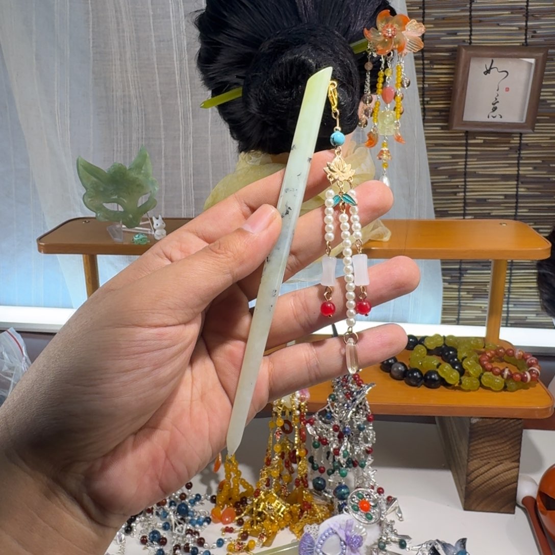 蛇纹石玉合金发饰