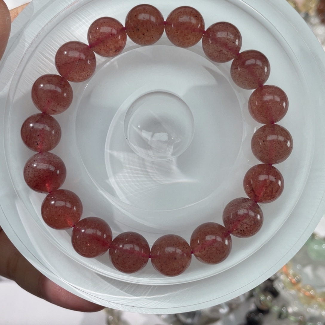 水晶未镶嵌手串008红草莓晶11m+