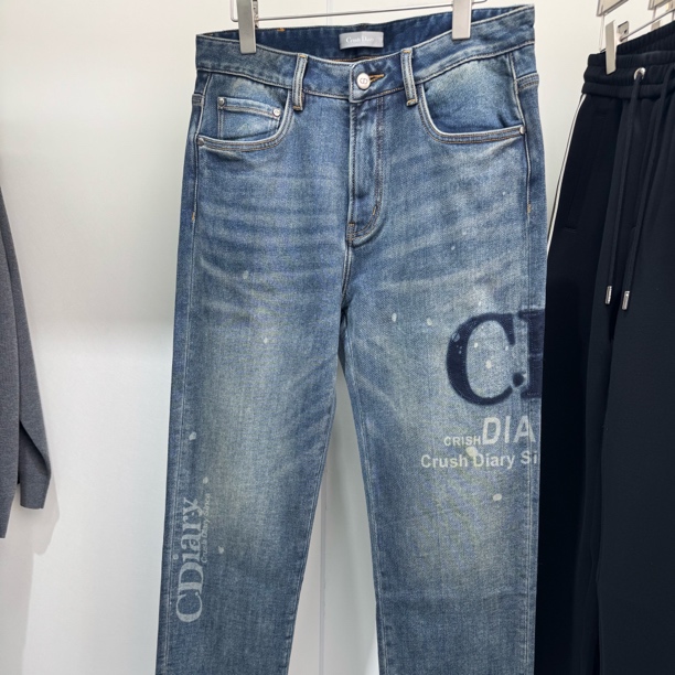 【老弟男装】CD秋冬新款加厚加磨毛水洗刺绣天花版阔腿裤