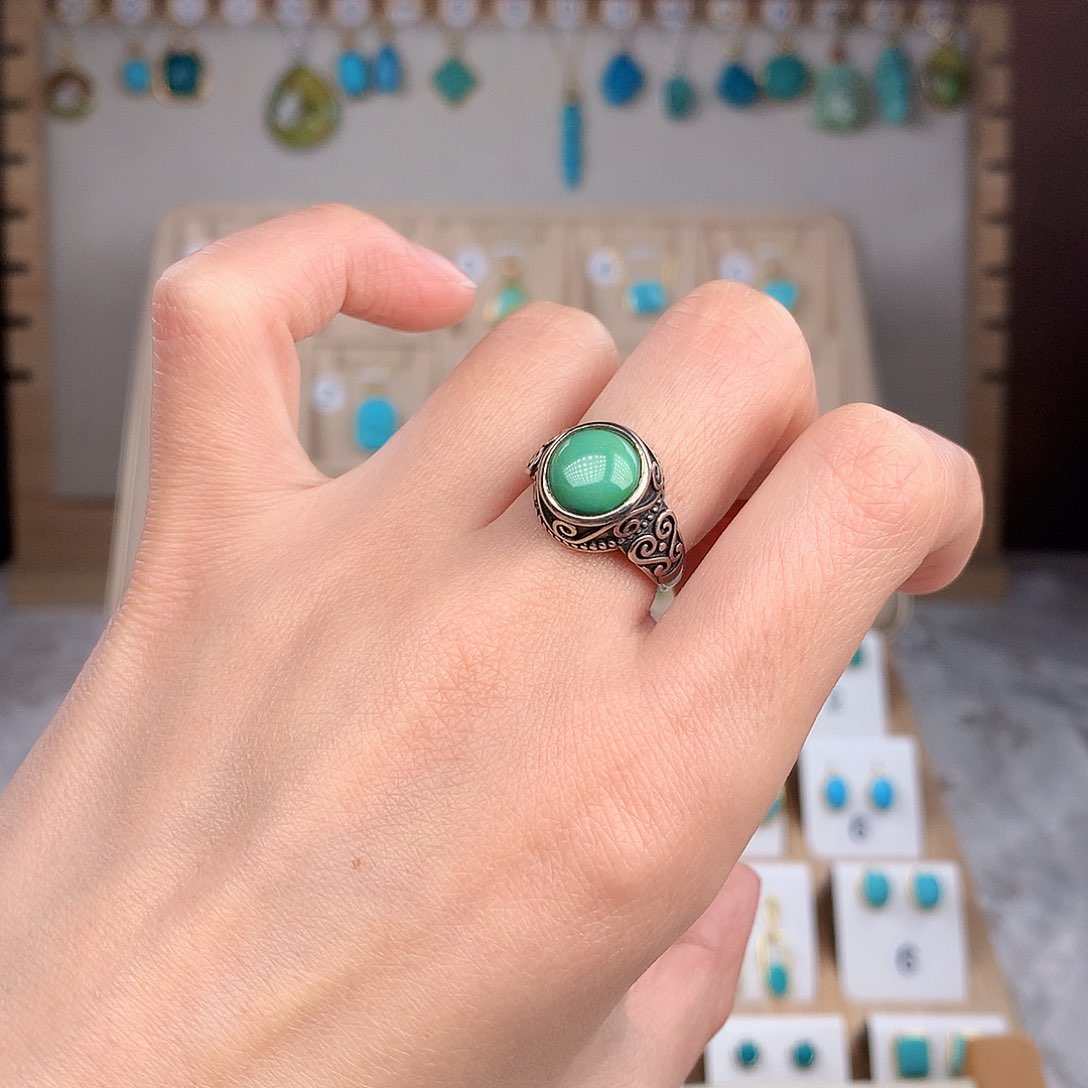 绿松石戒指银S925镶嵌
