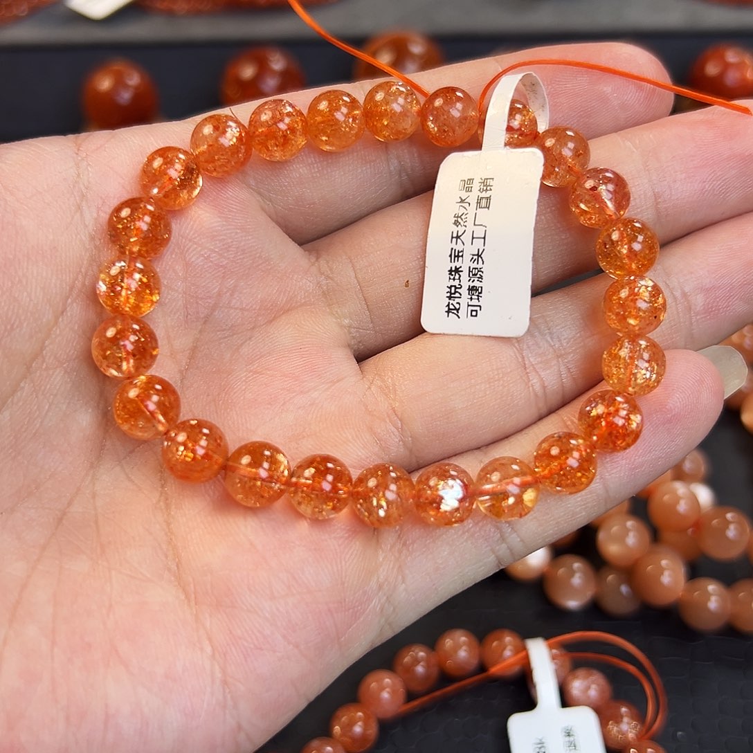 未镶嵌手串长石简*，金太阳芬达透闪8.1mm左右单圈