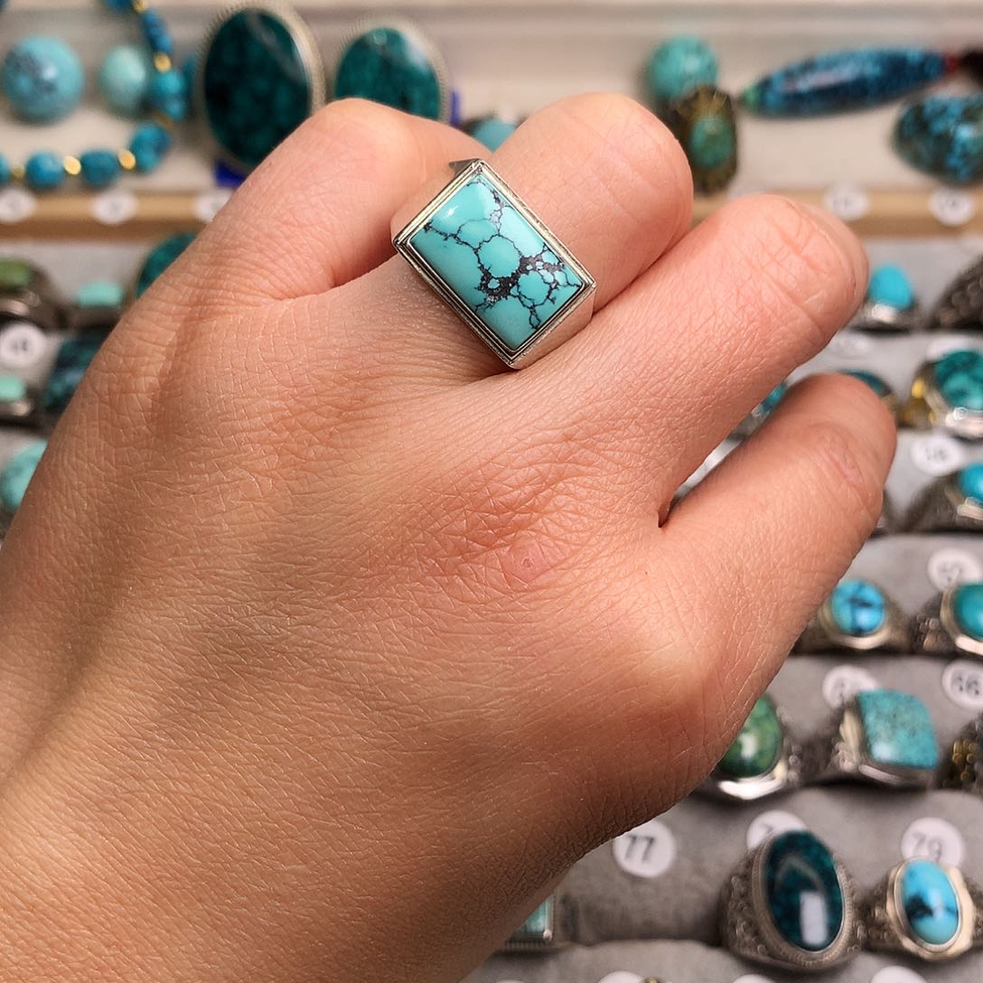 绿松石挂件银S925镶嵌