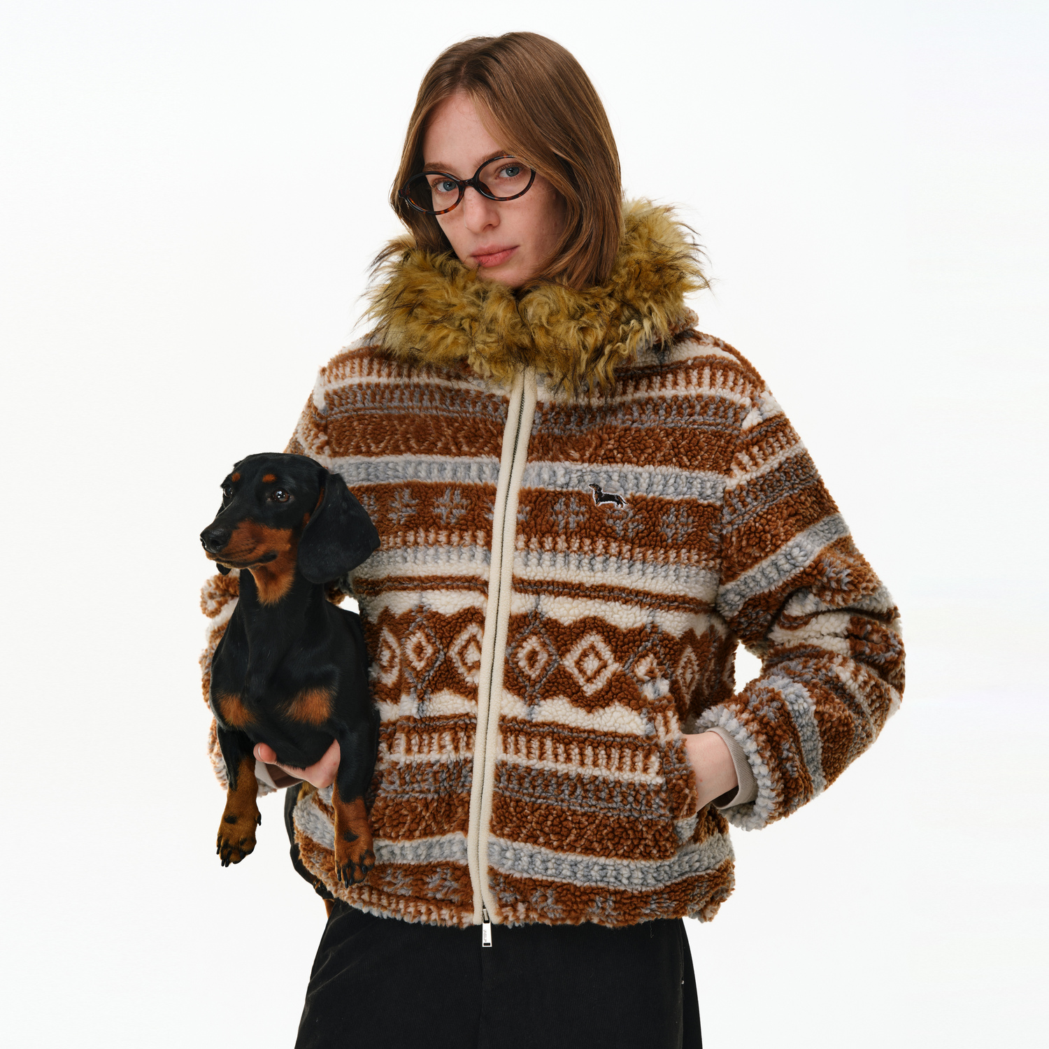 PCLP费尔岛连帽外套冬季新款国潮宽松保暖上衣男装