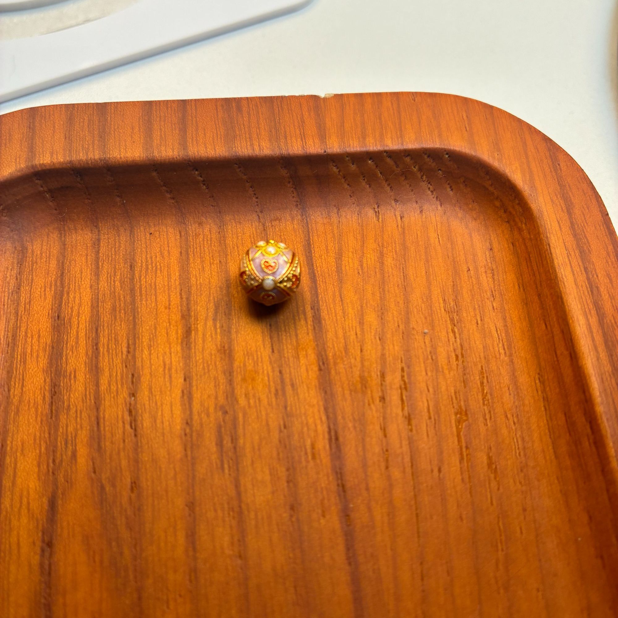 烧蓝5D硬金粉色珠光花丝圆珠配件