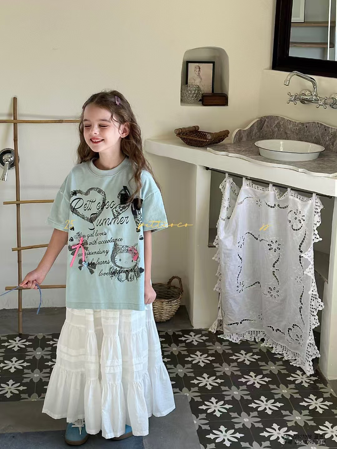 百搭女夏季短袖纯色吸汗T恤童装夏装洋气中大童韩版上