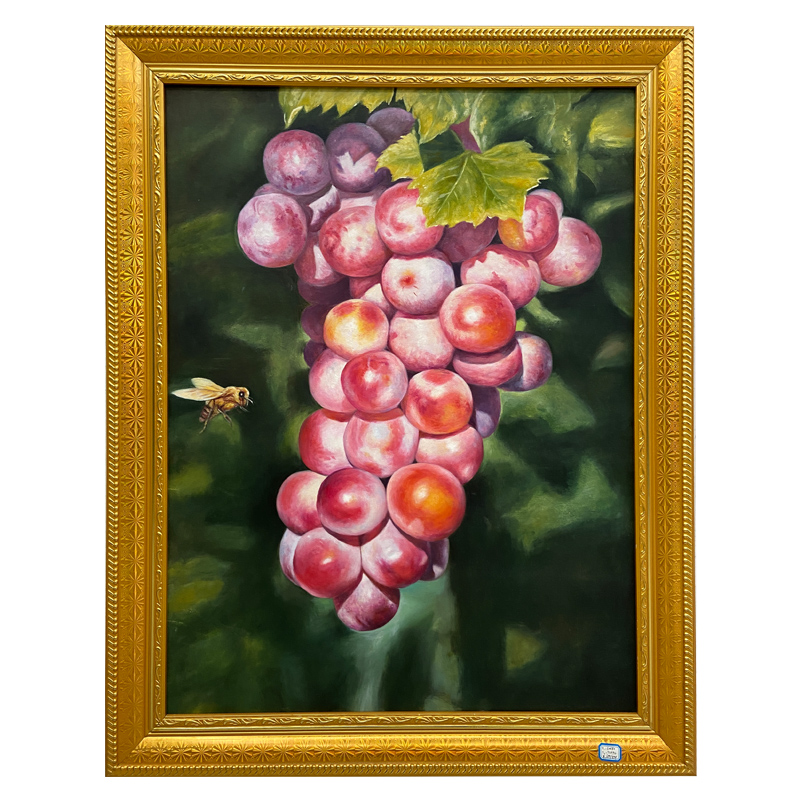 带框静物写实油画葡萄纯手绘油画多子多福紫气东来实木画框