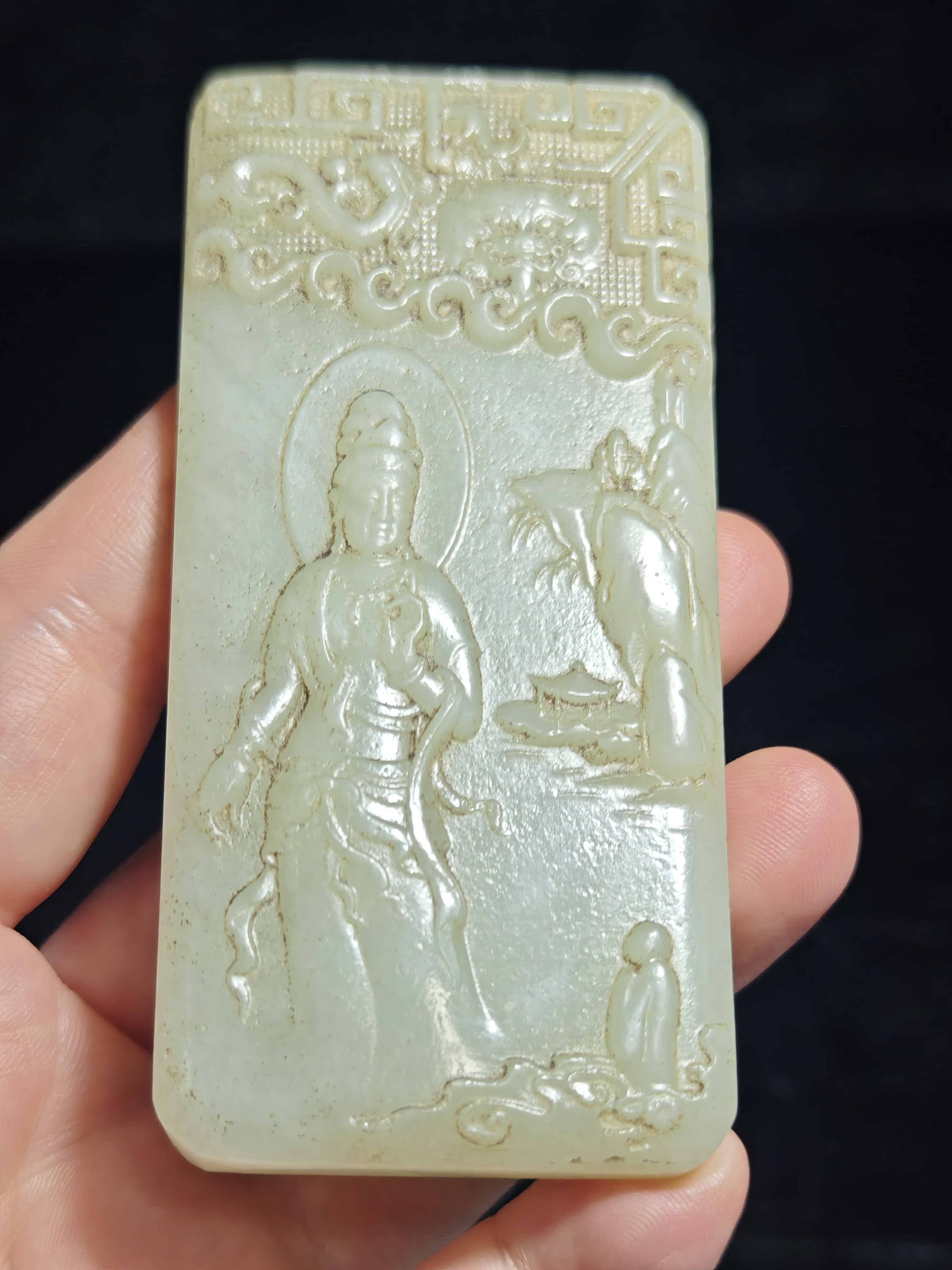 和田玉      观音玉牌