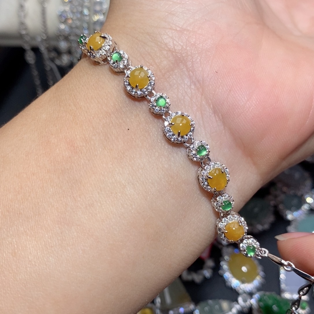 翡翠手链银S925镶嵌k j k k