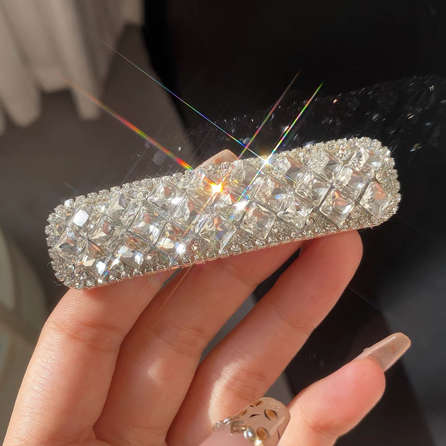 韩版同款轻奢重工闪钻发夹掰掰夹高级感气质刘海夹侧边碎发夹发卡