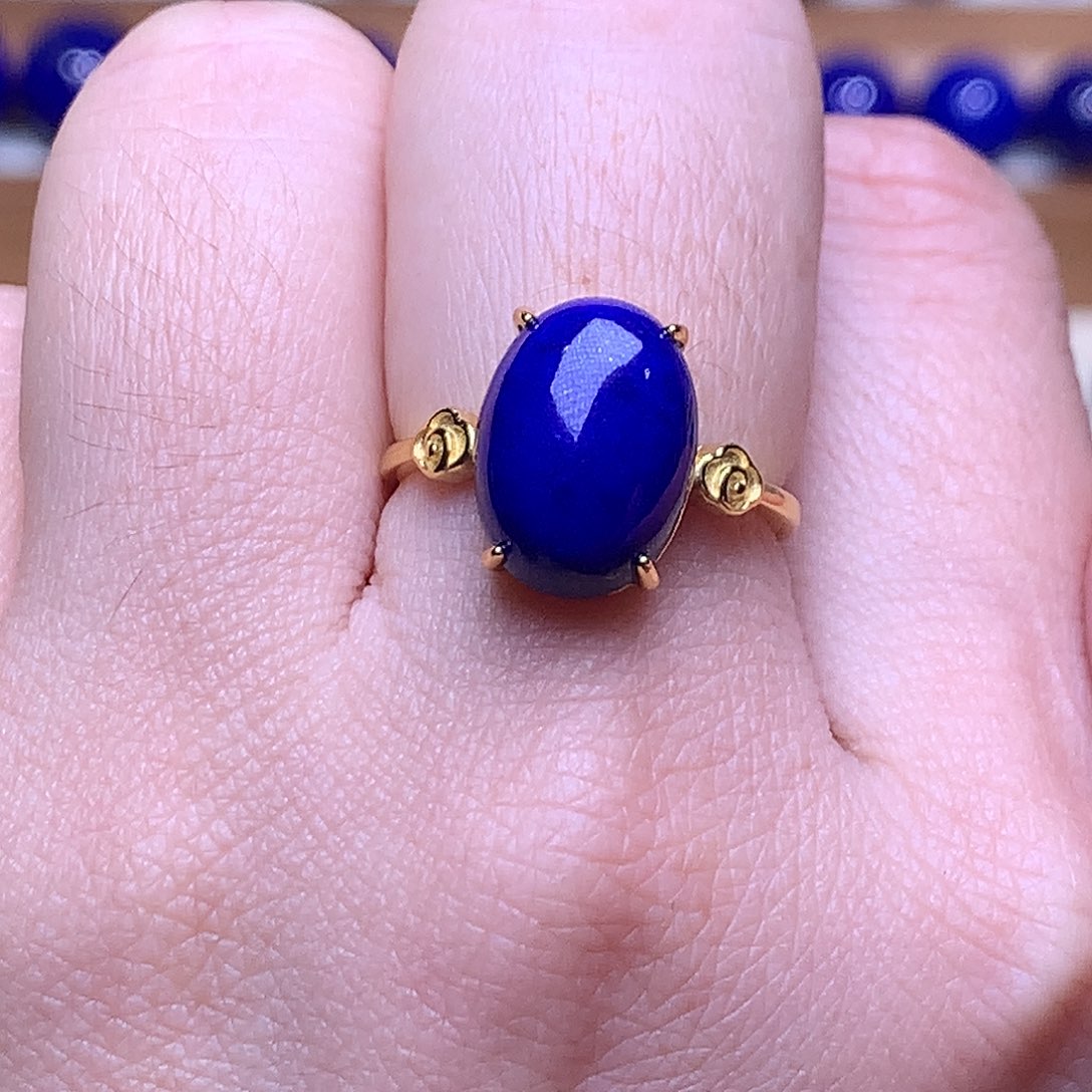 青金石银S925镶嵌戒指13.8