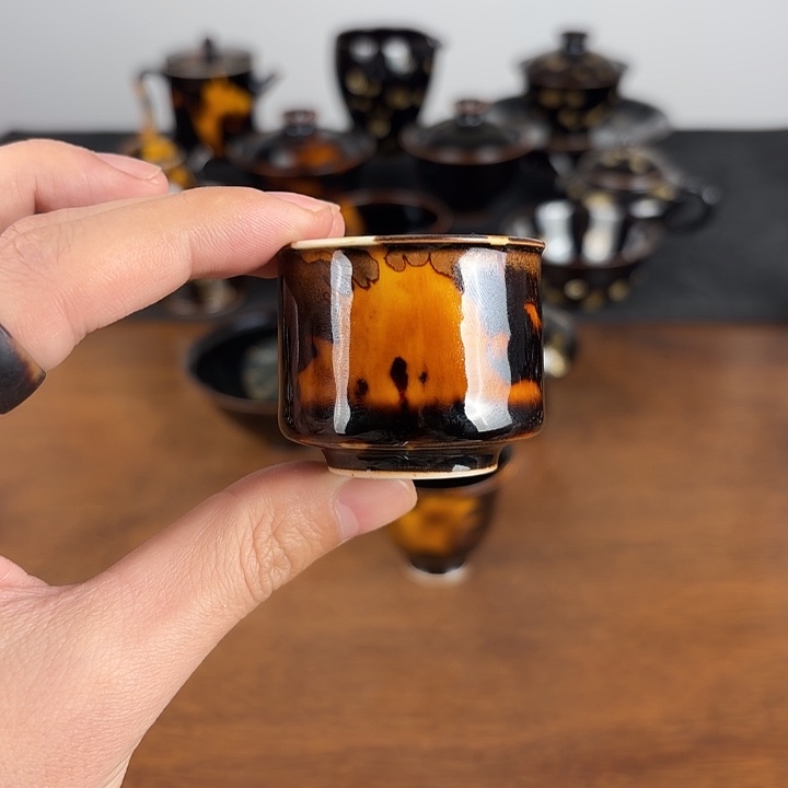瓷玳瑁釉迷你一口杯