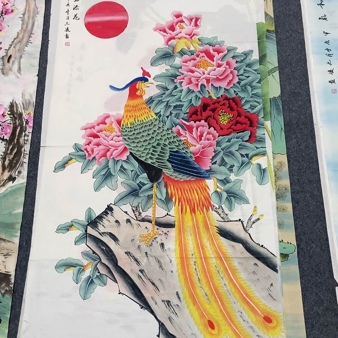 国画四尺工笔花鸟一副