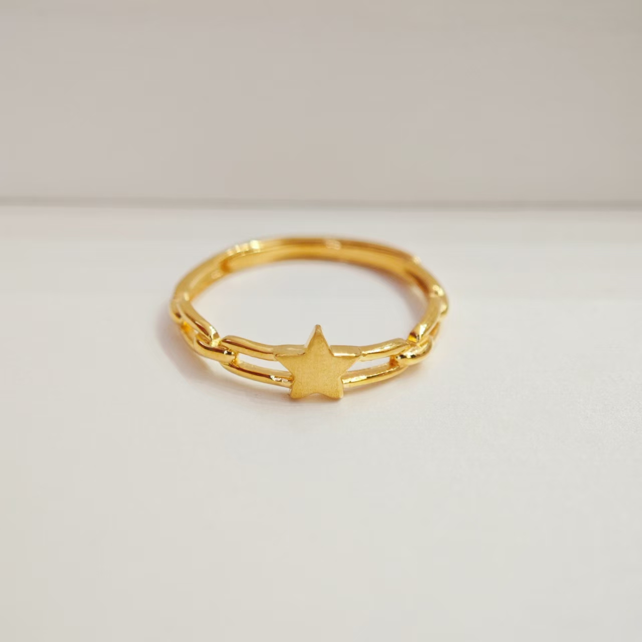 足金999花丝五角星戒指精致百搭#01445