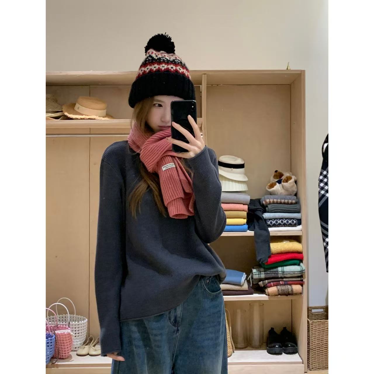 【YS】‘芝士商店’韩系毛线围巾秋冬纯色复古百搭围脖~X615