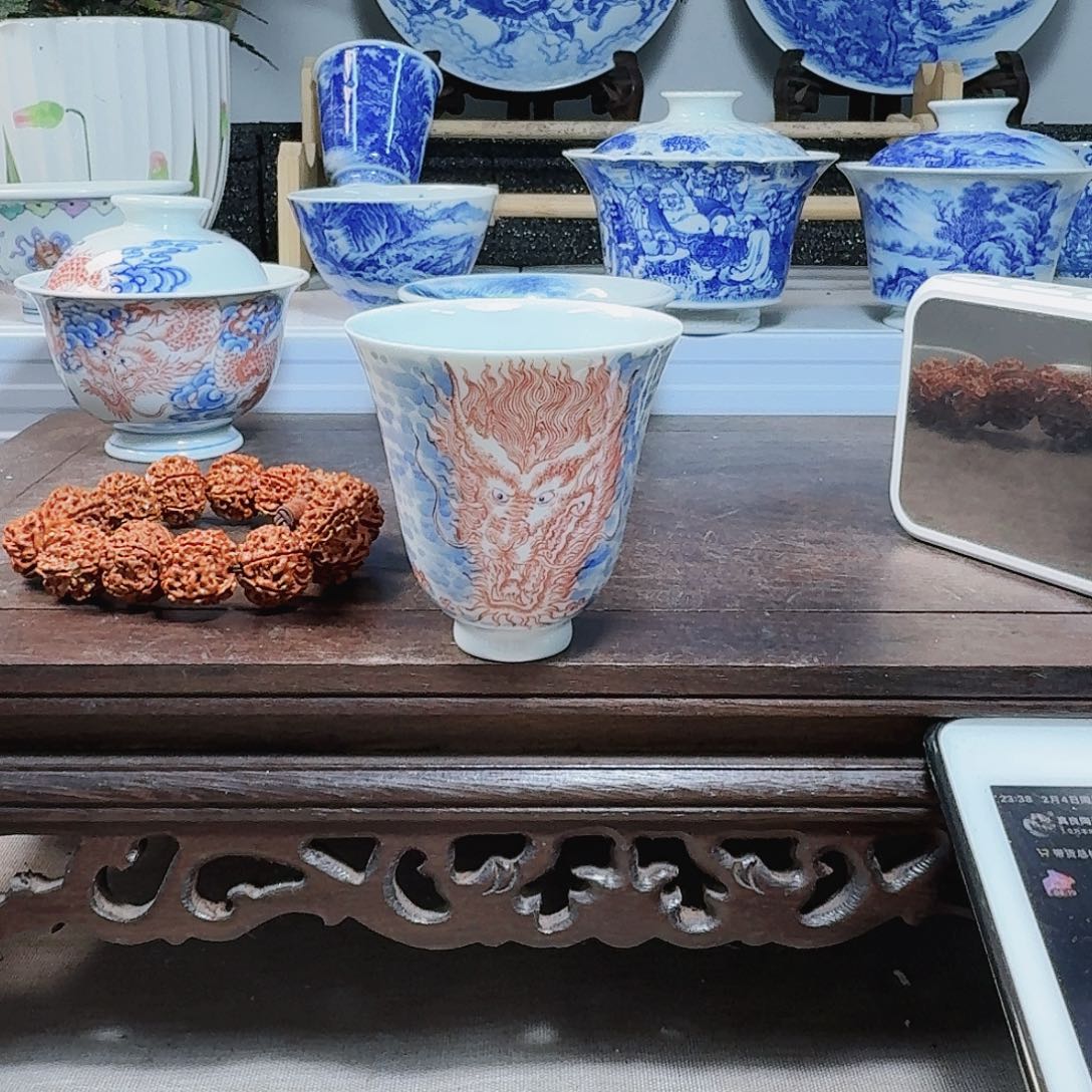 泥塑嘉***蹊主人杯手工手绘