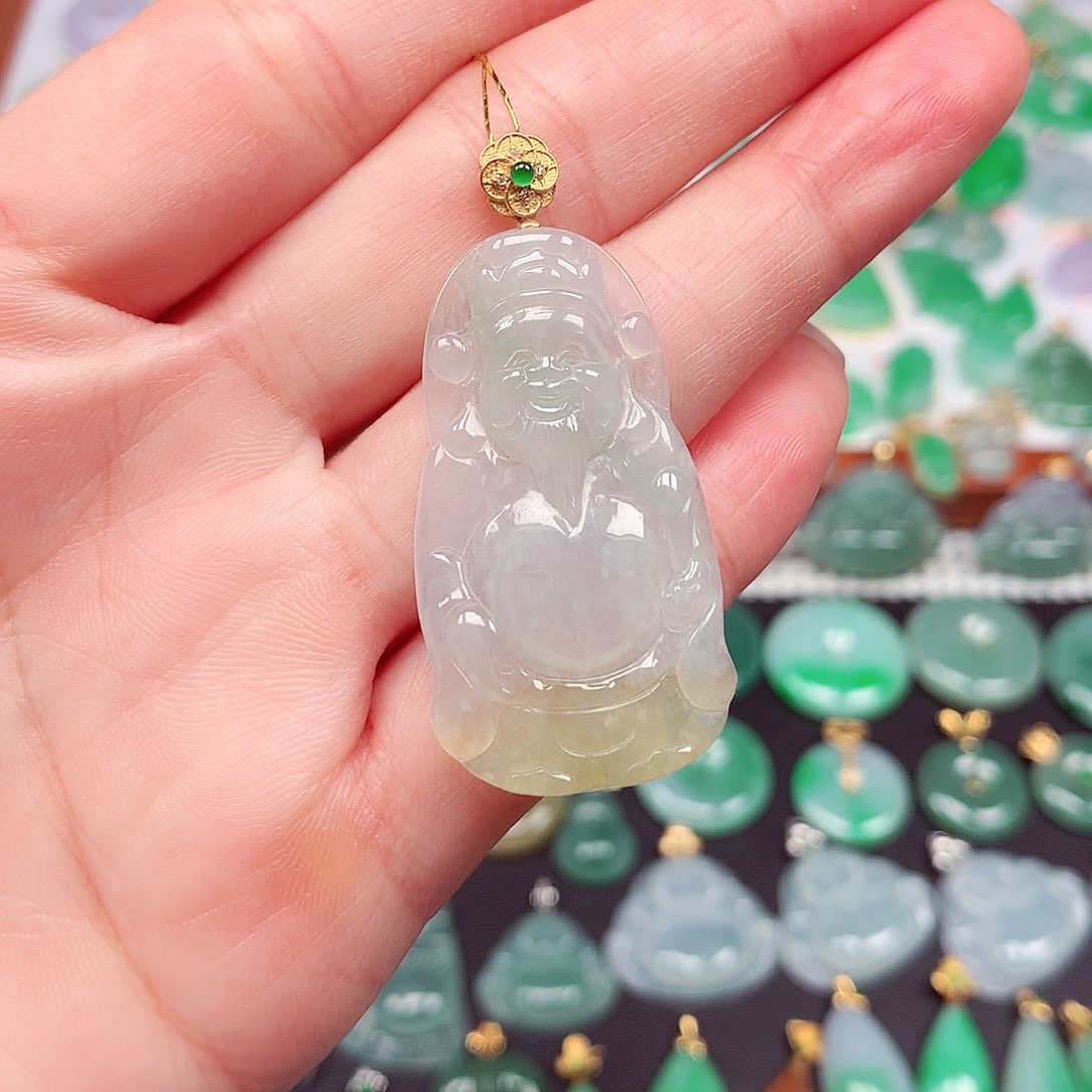 翡翠颈饰18K金镶嵌天然翡翠A货