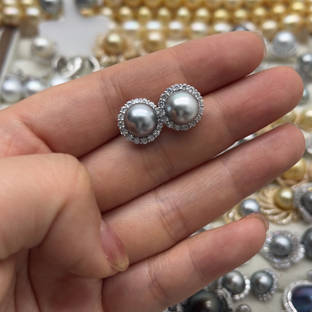 耳饰海水珍珠银S925镶嵌