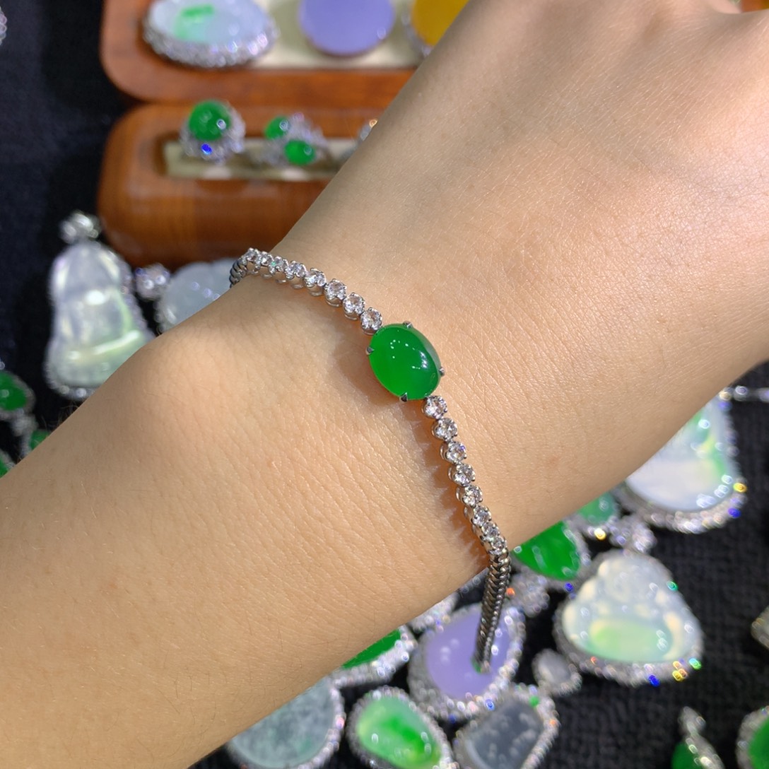 翡翠18K金镶嵌手链