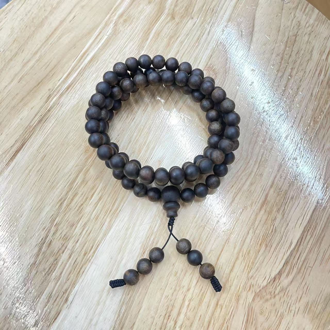 沉香文莱黑油软丝沉水级老料0.8cm*108多圈沉香手串123