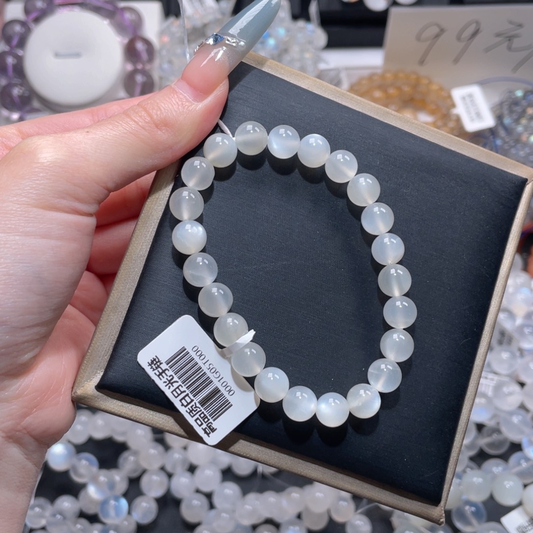 未镶嵌手链长石初恋白月光8m