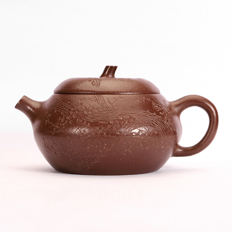 宜兴紫砂原矿紫泥茄瓜壶
