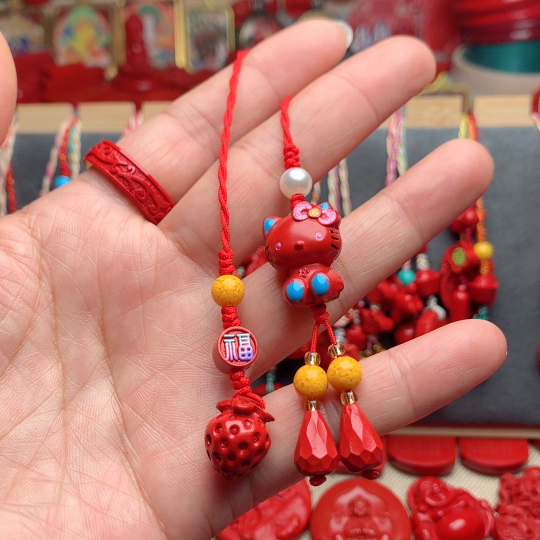 天然辰砂工艺品朱砂手机坠