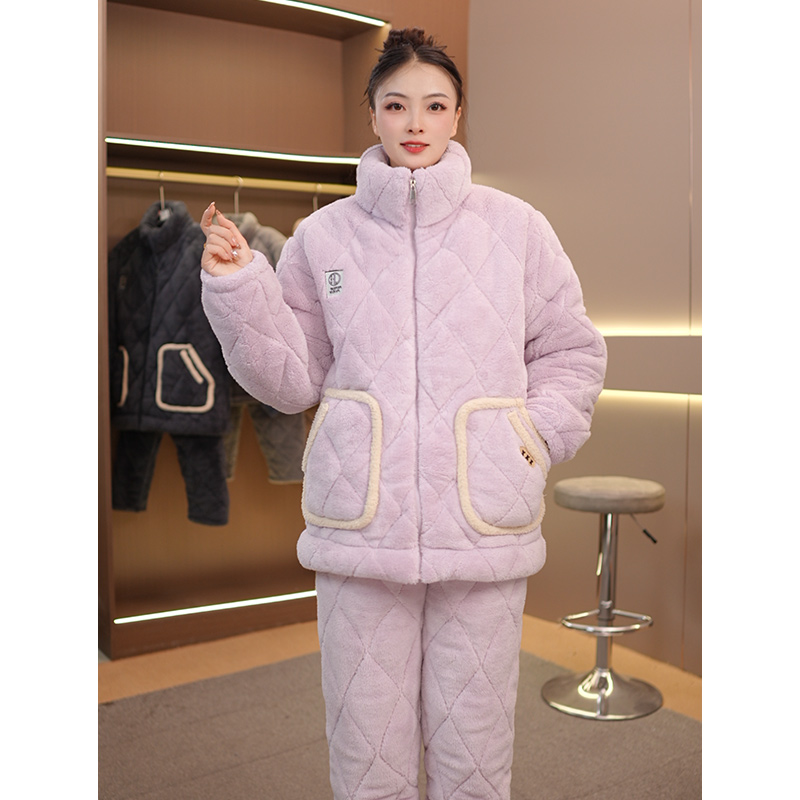 【升级变态厚】大码睡衣家居服男女保暖抗寒可外穿加厚休闲套装