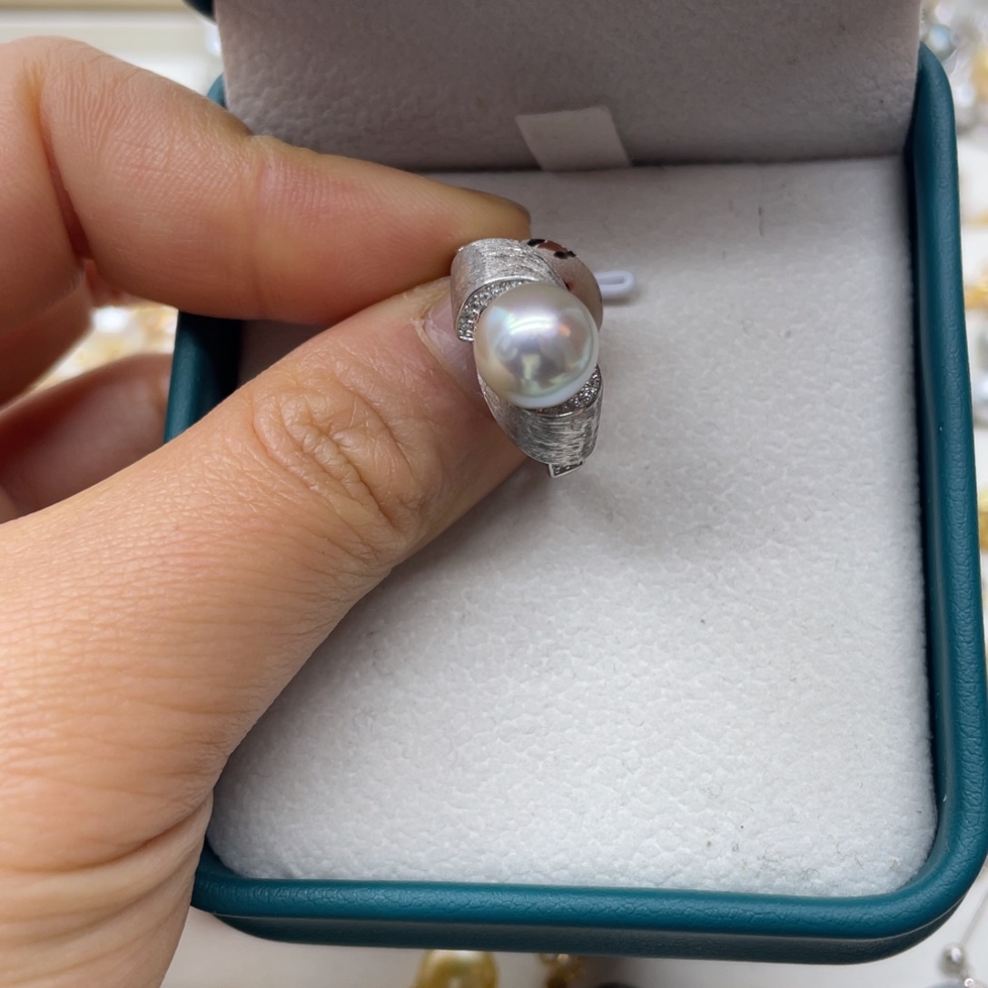 海水珍珠戒指银S925镶嵌