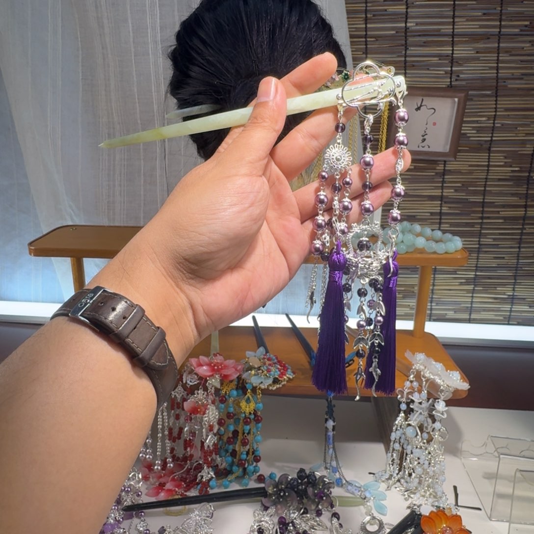 蛇纹石玉合金发饰